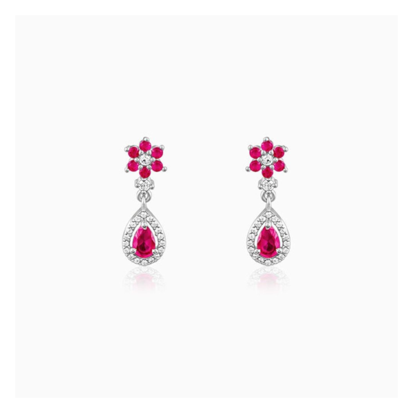 Giva Silver Pink Flower Mini Drop Earrings- TBC1004