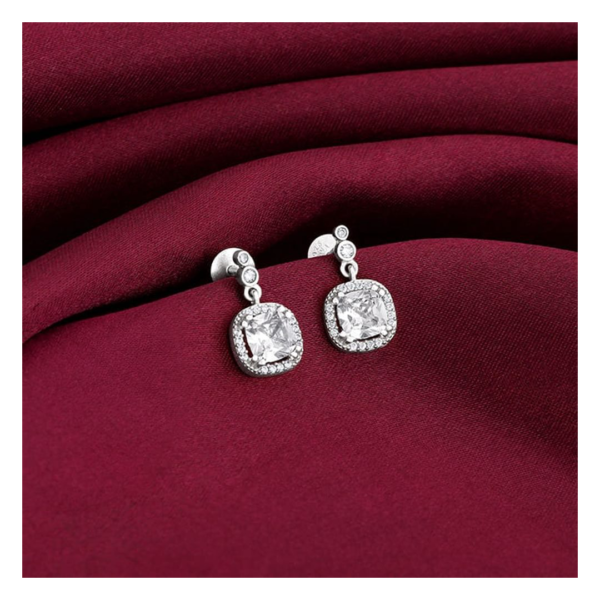 Giva Silver Zircon Halo Earrings- TBC1005