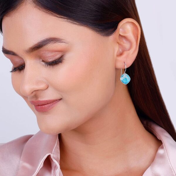 Giva Silver Aqua Blue Crystal Earrings- TBC1007 - Image 5
