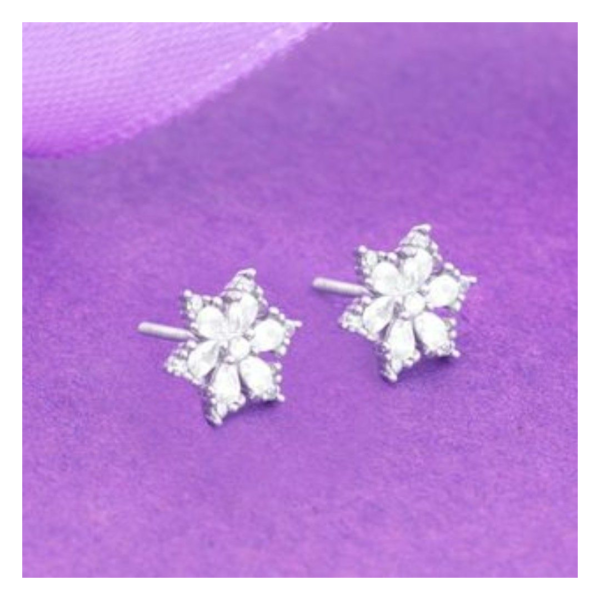 GIVA Silver Flowery Snowflake Studs- TBC1008