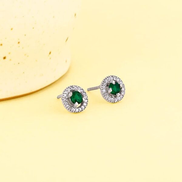 Giva Silver Forest Green Shining Halo Studs- TBC1009 - Image 2