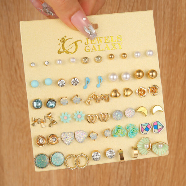 Jewels Galaxy Gold-Plated Contemporary Multicolor Stud Earrings (1 Pack 60 Pieces)- TBC1011 - Image 4