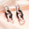 Rubans Silver-Toned & Black Contemporary Drop Earrings- TBC1017 - Image 3