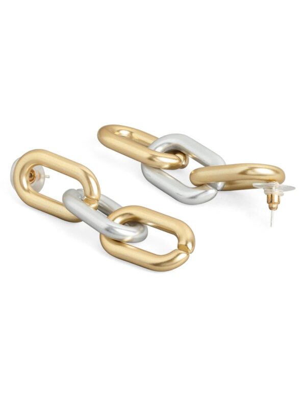 Rubans Gold & Silver Toned Geometric Drop Earrings- TBC1018 - Image 2