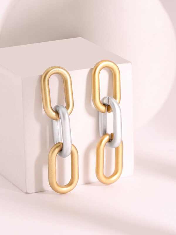 Rubans Gold & Silver Toned Geometric Drop Earrings- TBC1018 - Image 4