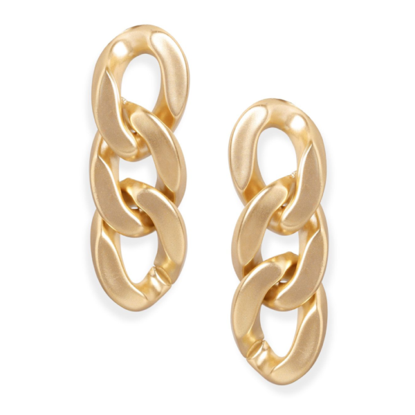 Rubans Gold Plated Matte Finish Chain Link Drop Earrings- TBC1019