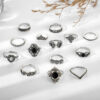 Jewels Galaxy Oxidised Silver Plated 15 Pcs Stackable Ring Set- XFN1010 - Image 3