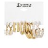 Jewels Galaxy Gold-Plated Contemporary Studs & Hoop Earrings (1 Pack 10 Pieces)- TBC1021 - Image 4