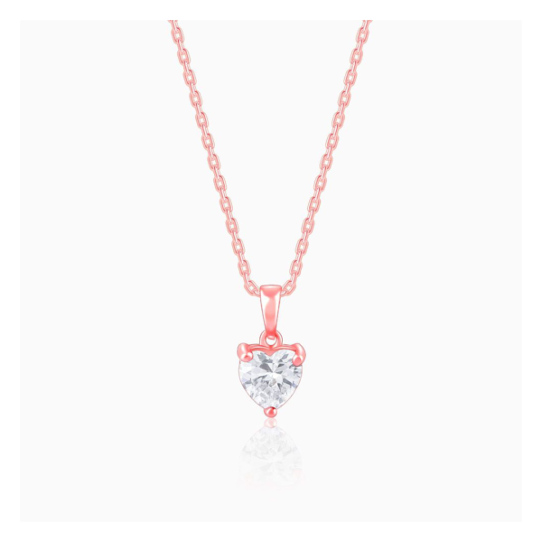 Giva Rose Gold Solitaire Heart Pendant With Link Chain- BQS1008