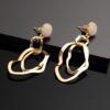 Rubans Gold-Plated & White Contemporary Drop Earrings- TBC1022 - Image 3