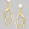 Rubans Gold-Plated & White Contemporary Drop Earrings- TBC1022 - Image 4