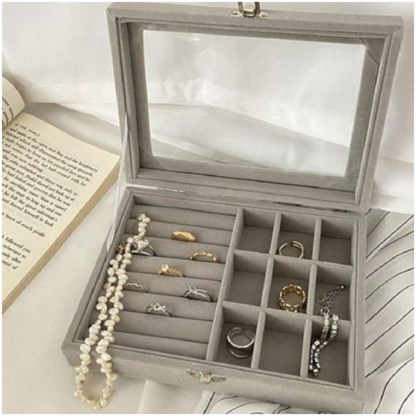 YouBella Velvet Clear Lid Jewellery Organizer Box- JQY1001