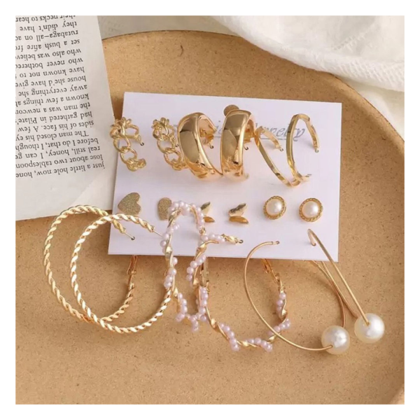 Jewels Galaxy Gold-Toned Everyday Use Studs & Hoop Earrings- TBC1024