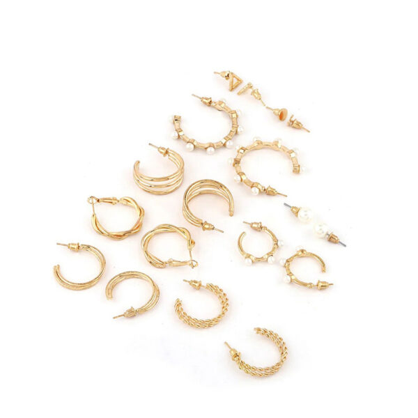 Jewels Galaxy Gold-Toned Office Wear Studs & Hoop Earrings- TBC1026 - Image 2