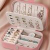 YouBella Jewellery Organiser PU Leather Zipper Portable Storage Box Case (Style 2) - Pink- JQY1004 - Image 3