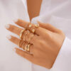 Jewels Galaxy Gold Plated Geometric Twisted Waterdrop Open Ring Set- XFN1015 - Image 5