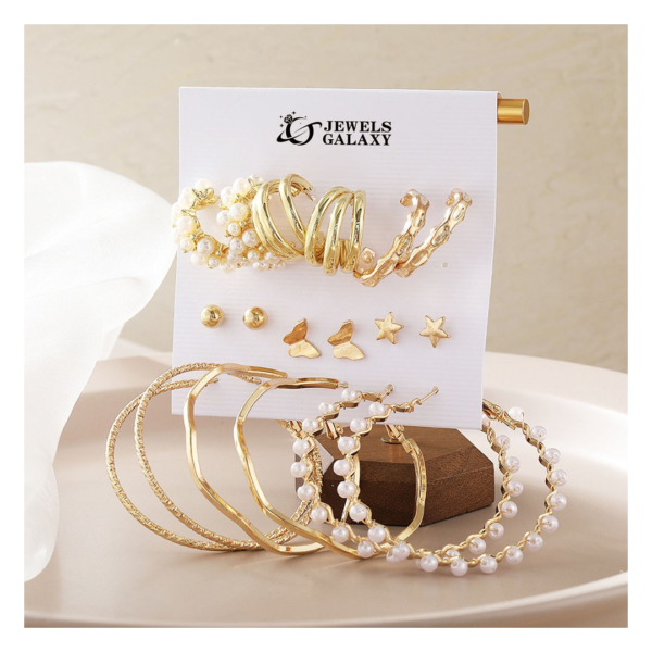 Jewels Galaxy Gold-Toned Circular Studs & Hoop Earrings- TBC1027