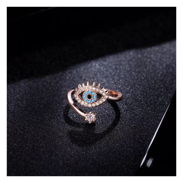 Salty Fashion Cute Evil Eye Adjustable Rose Gold Ring for Women- XFN1017