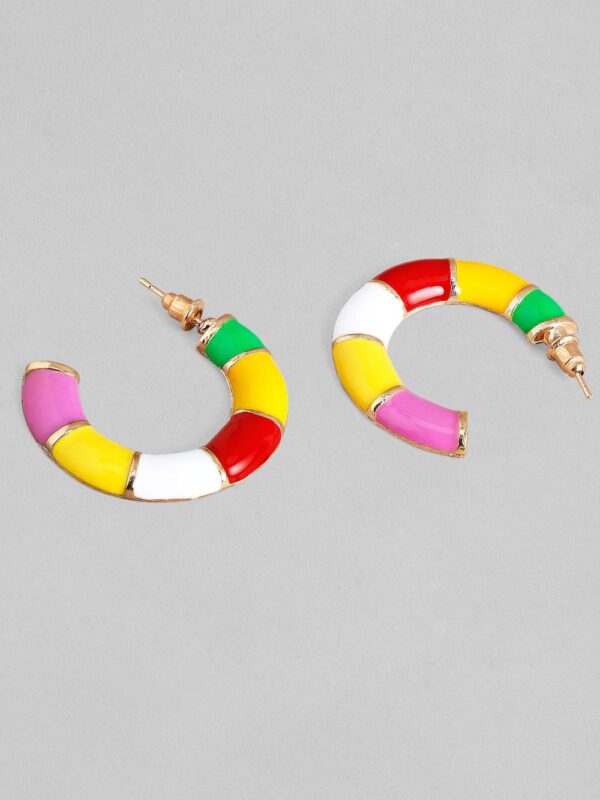 Rubans Gold-Toned Contemporary Half-Hoop Earrings- TBC1030 - Image 2