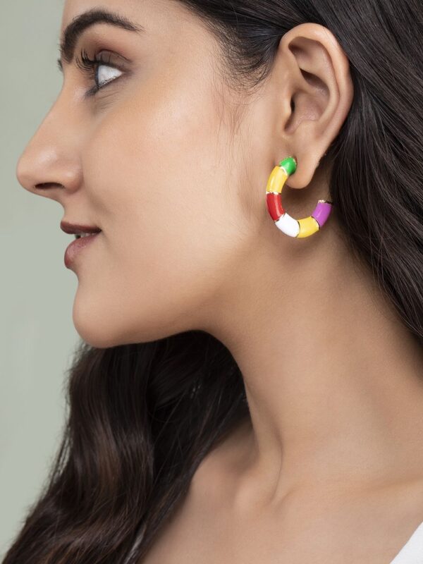 Rubans Gold-Toned Contemporary Half-Hoop Earrings- TBC1030 - Image 4