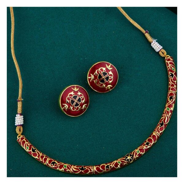 Voylla Tahira Enameled Choker Necklace Set- FEP1002