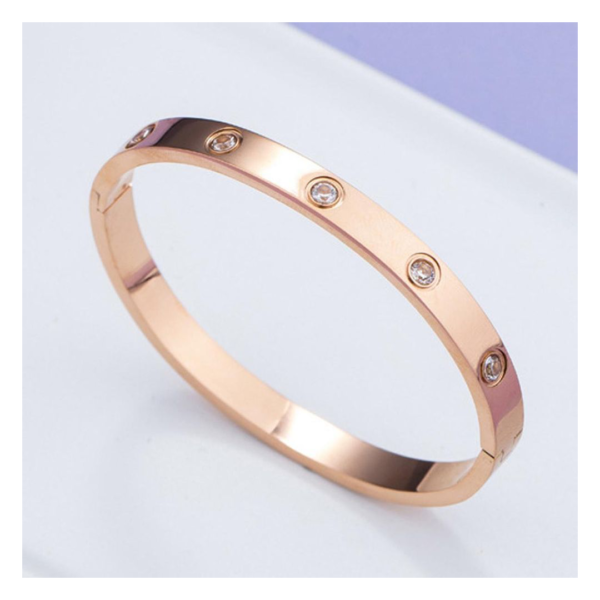 Designs & You Stainless Steel Rose Gold-Plated Ad Stones Bracelet (1 Pack 1 Piece)- WKW1008