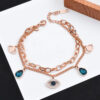 Designs & You Stainless Steel Rose Gold Plated Evil Eye Wraparound Bracelet- WKW1009 - Image 2