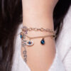 Designs & You Stainless Steel Rose Gold Plated Evil Eye Wraparound Bracelet- WKW1009 - Image 3