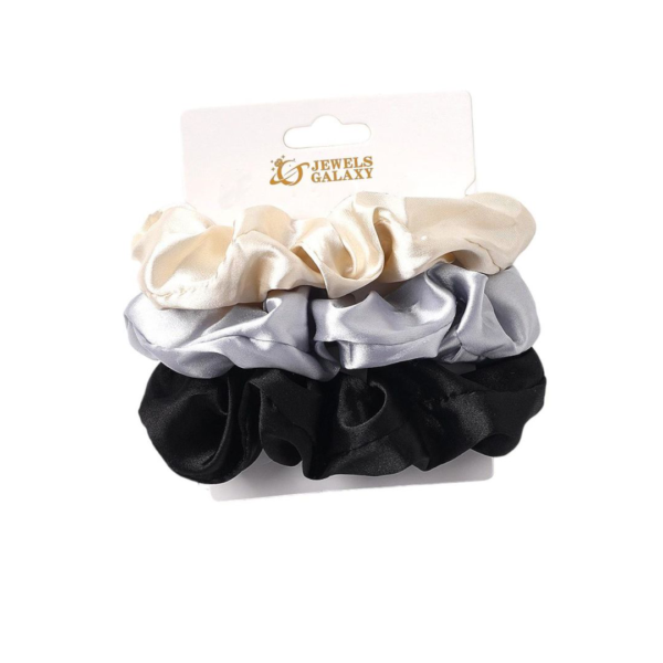 Jewels Galaxy Multicolor Regular-Use Satin Scrunchies (1 Pack 3 Pieces)- EYG1001