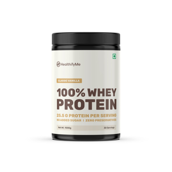 Healthifyme 100% Whey Protein Blend | Vanilla | 25.5gm protein | 5.6gm BCAA- XWK1014