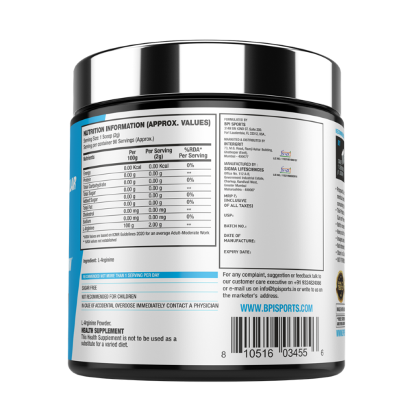 BPI Sports L-Arginine-MuscleBuildingAmino,ReduceFatigue,BuildEndurance,PreWorkout-Unisex- XWK1015 - Image 3
