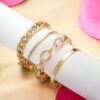 Jewels Galaxy Women Gold-Plated Set Of 4 Wraparound & Cuff Bracelets (1 Pack 4 Pieces)- WKW1012 - Image 4