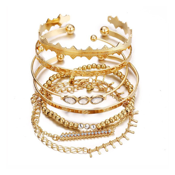 Jewels Galaxy Women Gold-Plated Set Of 6 Wraparound & Cuff Bracelets- WKW1013