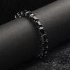 French Accent Geometric Stone Tennis Bracelet - Charcoal Black- BUU1004 - Image 2