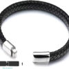 Salty Alpha Men Avrum Black Leather Bracelet- BUU1007 - Image 3