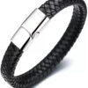 Salty Alpha Men Avrum Black Leather Bracelet- BUU1007 - Image 4