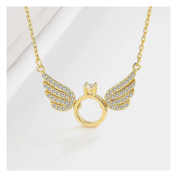 Salty Fashion Gold Color Angel Wings Necklace for Women- BQS1027