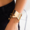 Jewels Galaxy Gold Plated Fashionable Asymmetrical Cuff Bracelet- WKW1017 - Image 2