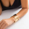 Jewels Galaxy Gold Plated Fashionable Asymmetrical Cuff Bracelet- WKW1017 - Image 4