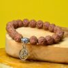 Seetara 5 Mukhi Rudraksha Bracelet with Om Charm - Natural Brown | One Size- WKW1019 - Image 2