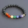 Seetara 7 Chakra Lava Stone Bracelet - Black and Multicolor | One Size- WKW1020 - Image 2