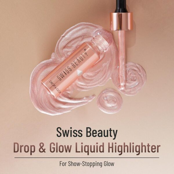 Swiss Beauty Drop & Glow Liquid Highlighter With Dewy Finish, Shade- Light Pink- LPC1009 - Image 2