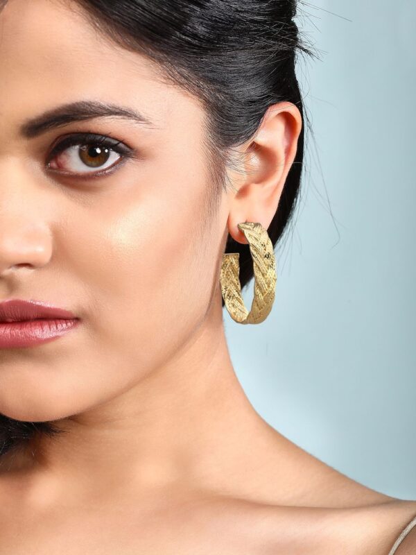 Rubans Gold-Toned Contemporary Half Hoop Earrings- TBC1031 - Image 4