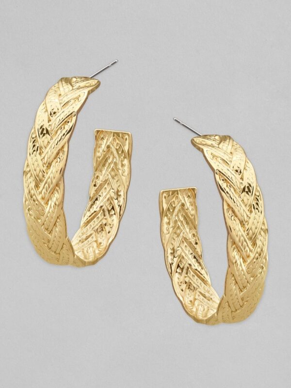 Rubans Gold-Toned Contemporary Half Hoop Earrings- TBC1031 - Image 5