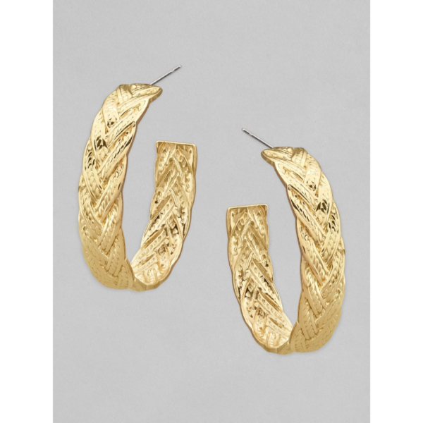 Rubans Gold-Toned Contemporary Half Hoop Earrings- TBC1031