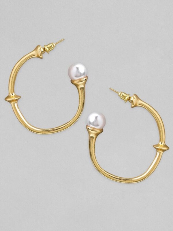 Rubans Gold-Toned Circular Half Hoop Earrings- TBC1032 - Image 2