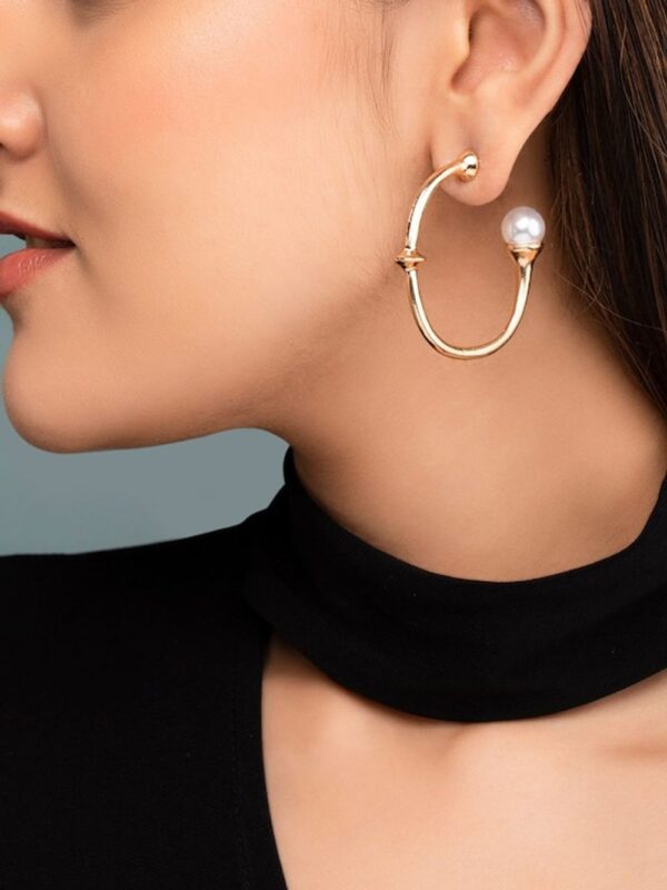 Rubans Gold-Toned Circular Half Hoop Earrings- TBC1032 - Image 5