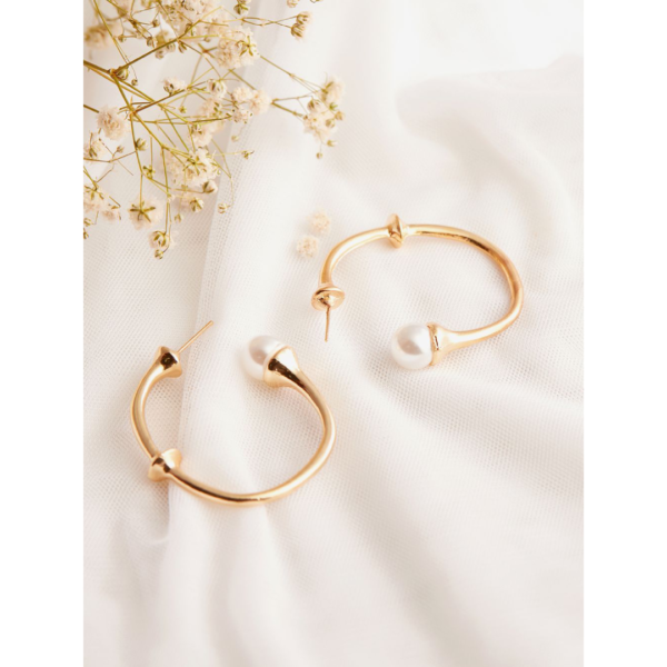 Rubans Gold-Toned Circular Half Hoop Earrings- TBC1032