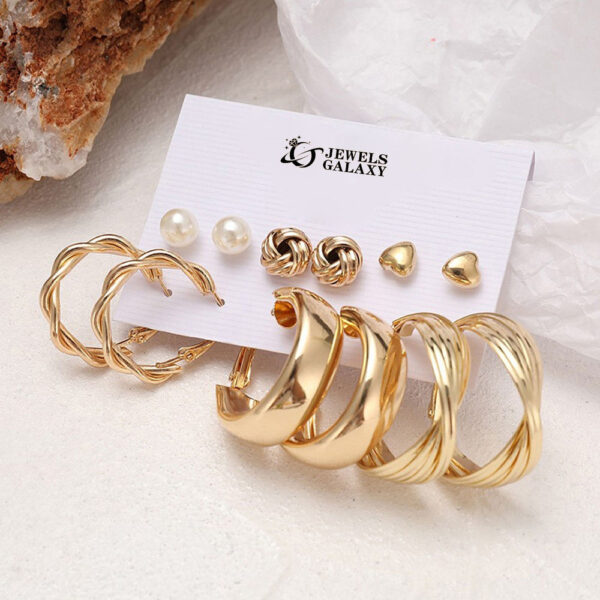 Jewels Galaxy Gold-Toned Daily Wear Studs & Hoop Earrings- TBC1034 - Image 5