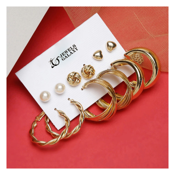 Jewels Galaxy Gold-Toned Daily Wear Studs & Hoop Earrings- TBC1034